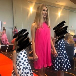 Hot pink bow neck dress altered to a small (size 0)